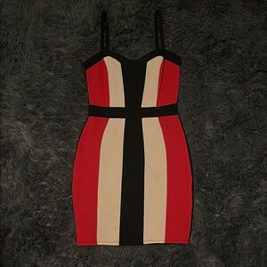 Charlotte Russe Red and Black Colorblock Mini Dress